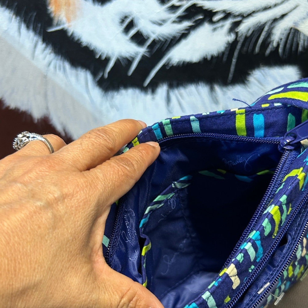 Vera Bradley Navy Quilted Crossbody with Aqua & Lime Accents - Picture 5 of 6